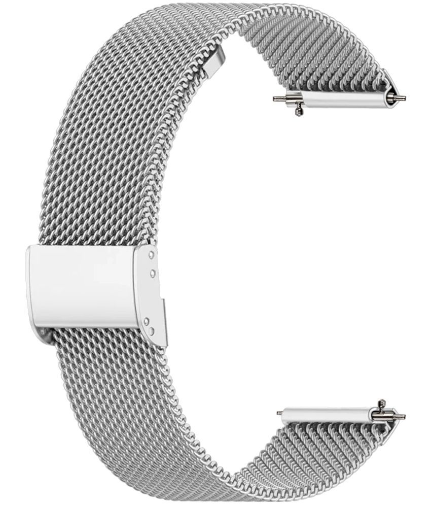     			ACM Watch Strap Steel Metal 22mm compatible with Crossbeats Aura Smartwatch Adjustable Belt Chain Band Silver