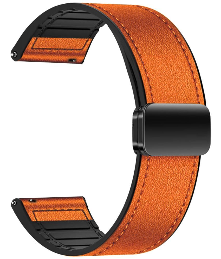     			ACM Watch Strap Leather Magnetic Silicone 20mm compatible with Giordano Connex Smartwatch Belt Luxury Band Orange