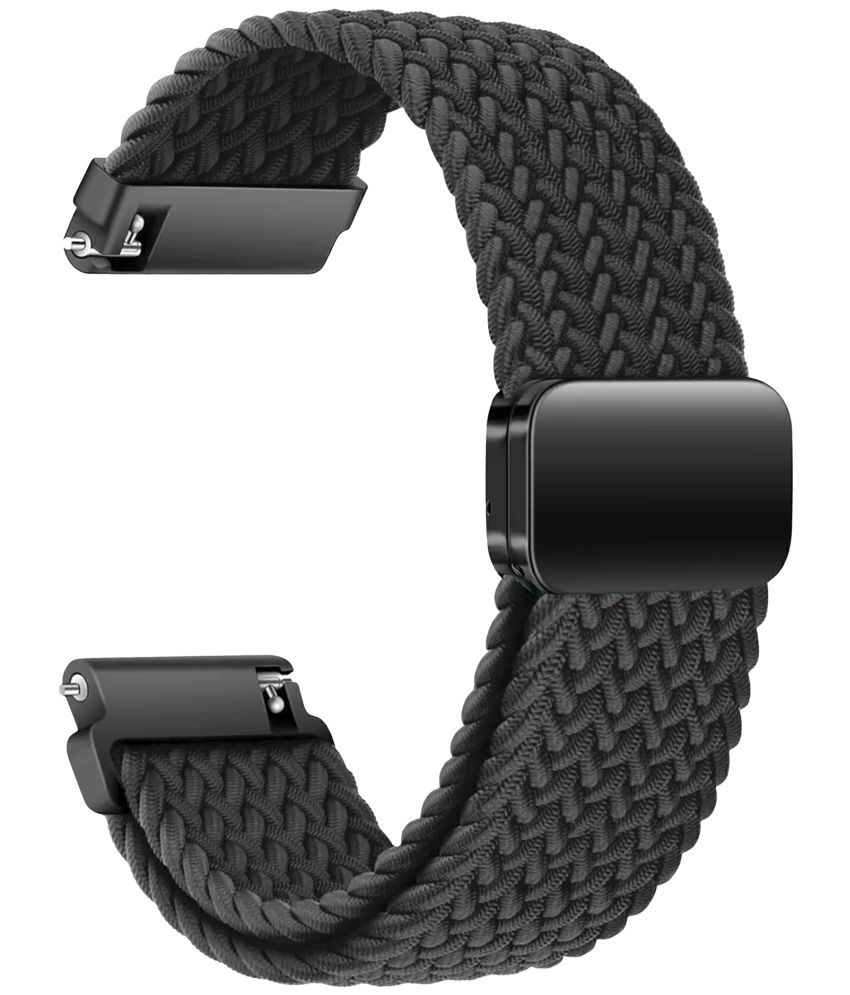     			ACM Watch Strap Woven Braided Magnetic 22mm compatible with Boat Lunar Orb Smartwatch Adjustable Belt Band Black