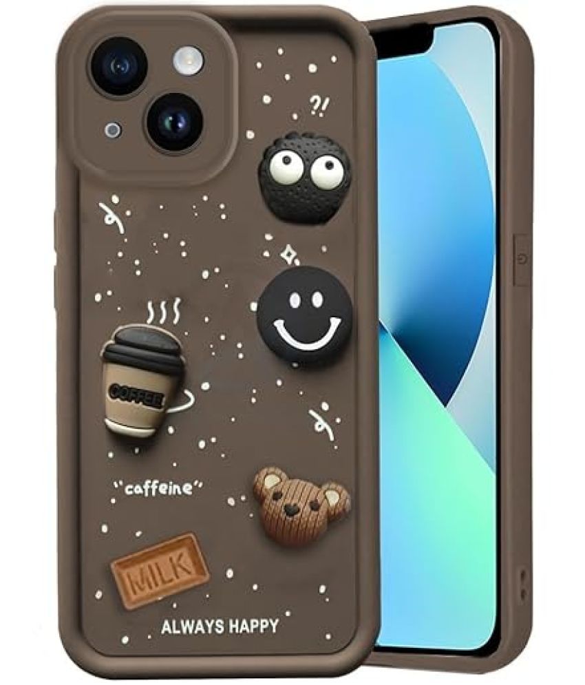     			Bright Traders Brown Printed Back Cover Rubber Compatible For Apple Iphone 13 ( Pack of 1 )