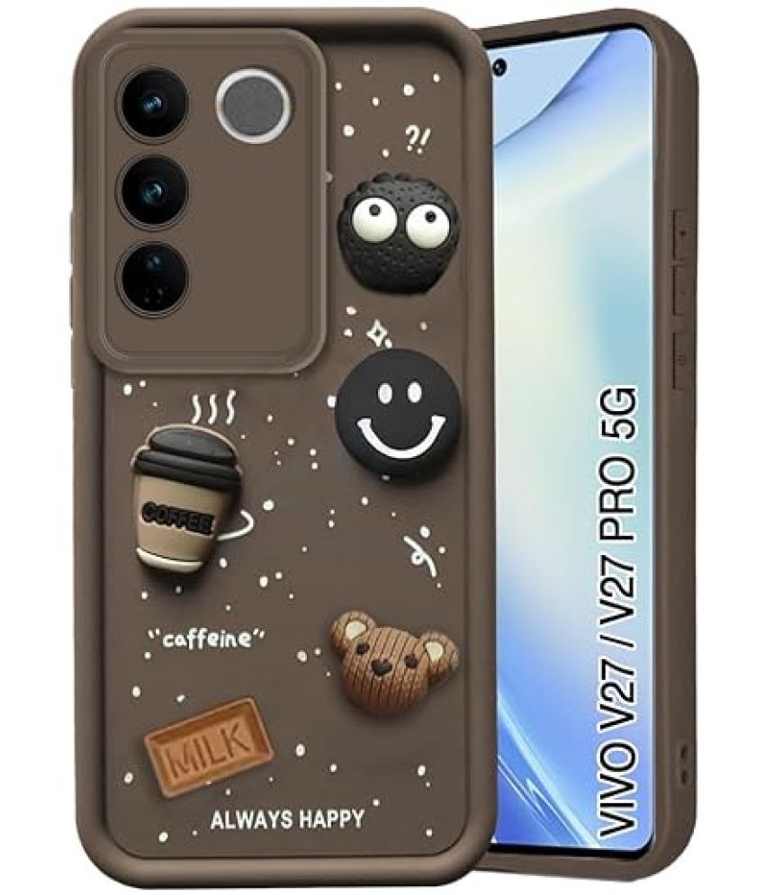     			Bright Traders Brown Printed Back Cover Rubber Compatible For Vivo V27 ( Pack of 1 )