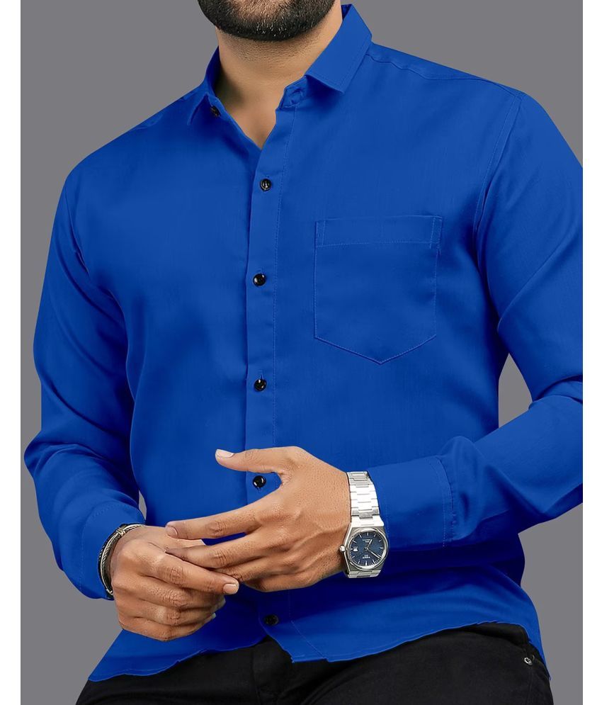     			VERTUSY Cotton Blend Regular Fit Solids Full Sleeves Men's Casual Shirt - Blue ( Pack of 1 )