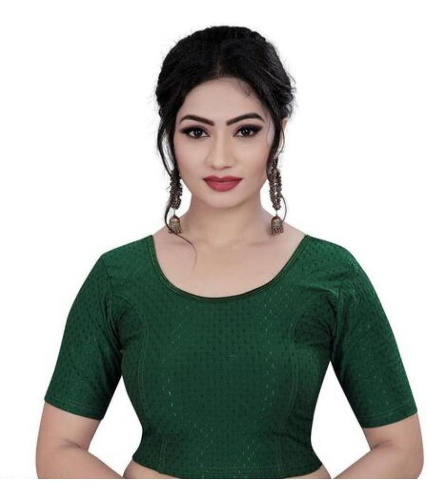     			RUNAYA NX Green Readymade without Pad Cotton Blend Women's Blouse ( Pack of 1 )