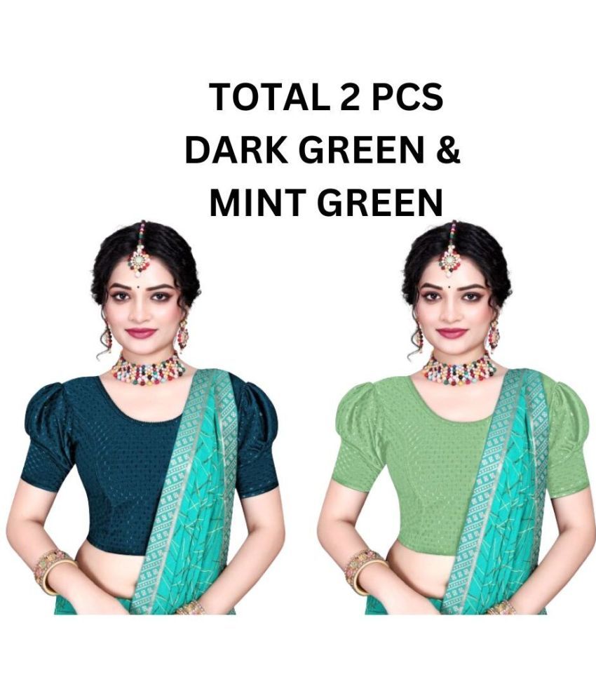     			RUNAYA NX Green Readymade without Pad Lycra Women's Blouse ( Pack of 2 )