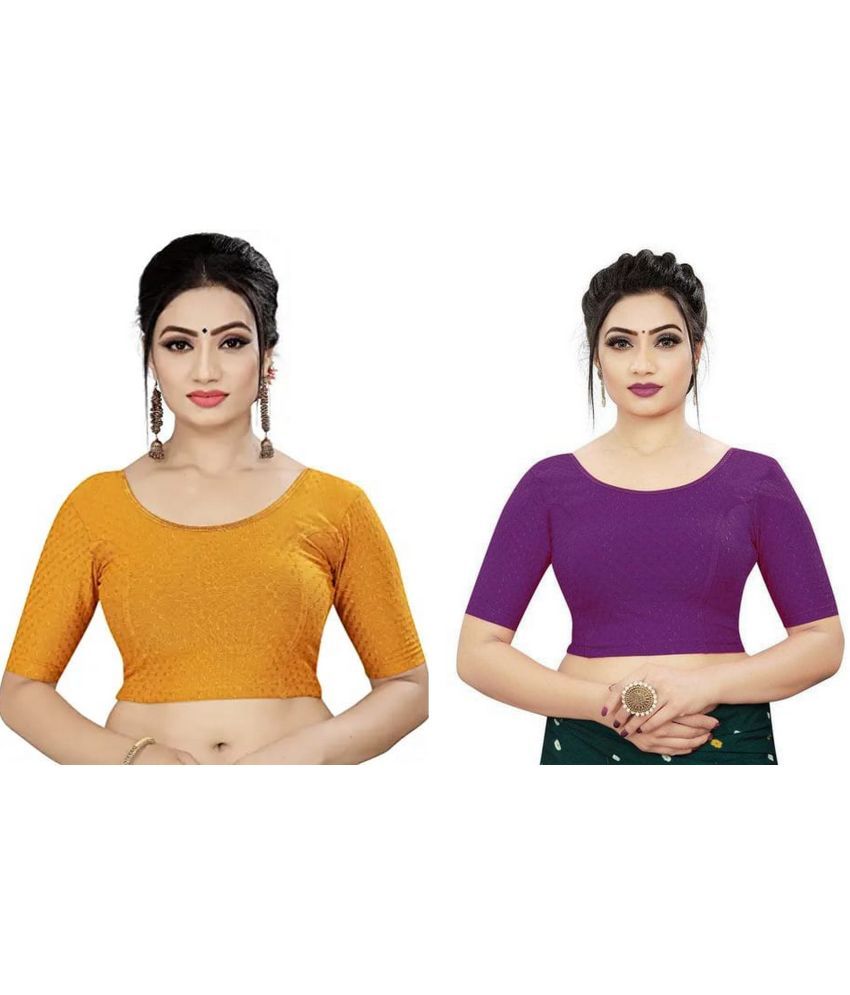     			RUNAYA NX Multicolor Readymade without Pad Lycra Women's Blouse ( Pack of 2 )