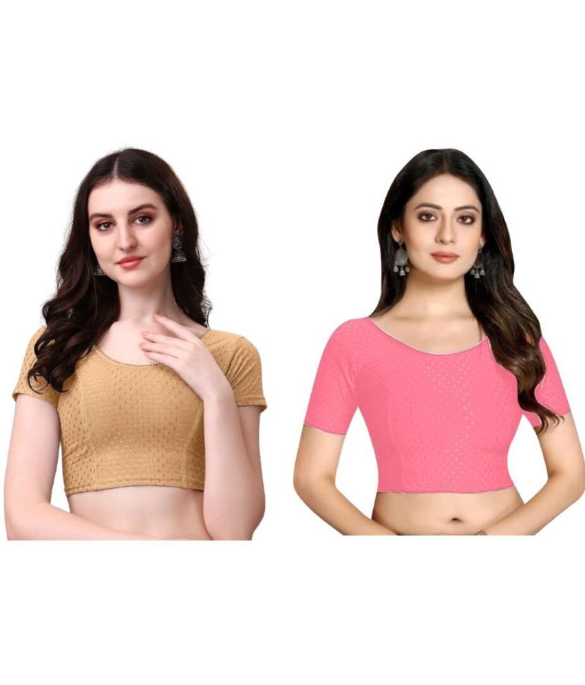     			RUNAYA NX Multicolor Readymade without Pad Lycra Women's Blouse ( Pack of 2 )