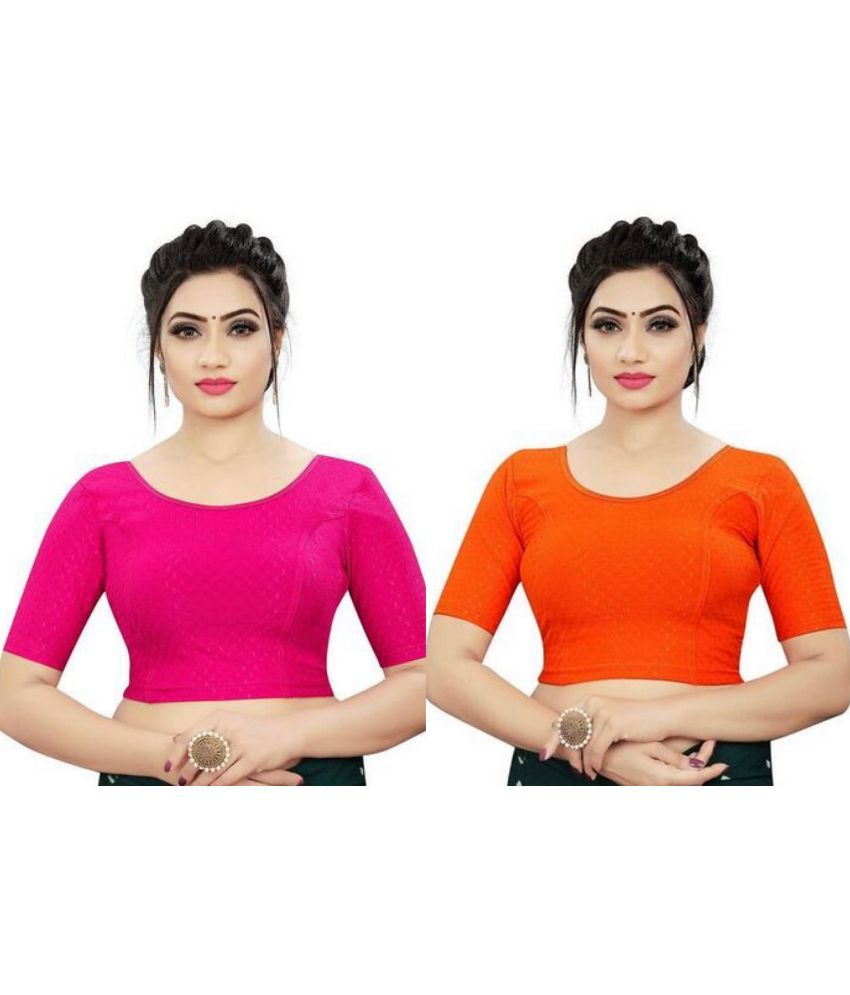     			RUNAYA NX Multicolor Readymade without Pad Lycra Women's Blouse ( Pack of 2 )