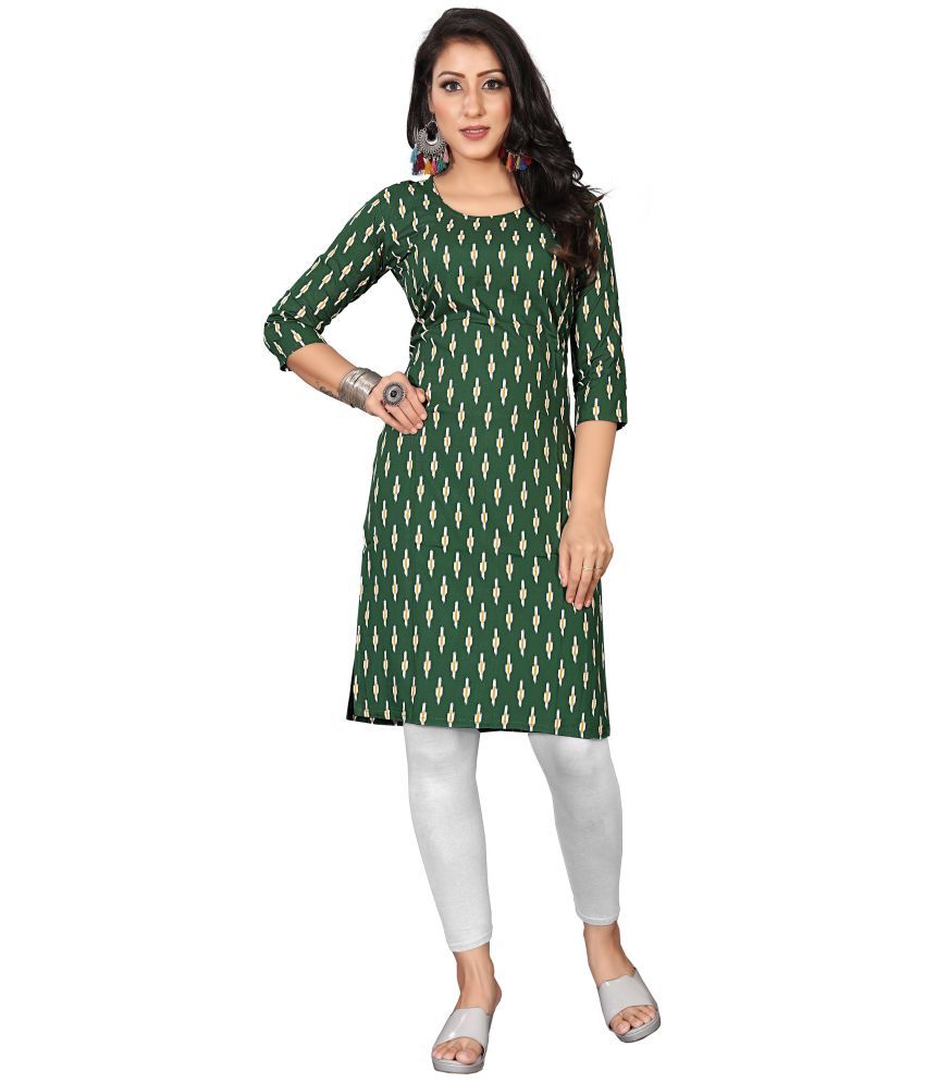     			RUNAYA NX Pack of 1 Viscose Rayon Printed Straight Women's Kurti - ( Green )