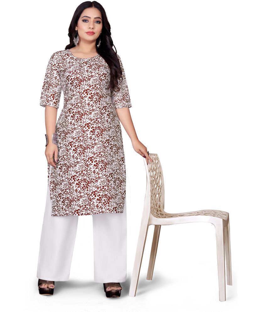     			RUNAYA NX Pack of 1 Viscose Rayon Printed A-line Women's Kurti - ( Brown )