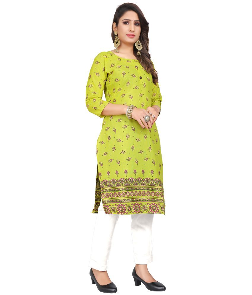     			RUNAYA NX Pack of 1 Viscose Rayon Printed Straight Women's Kurti - ( Green )