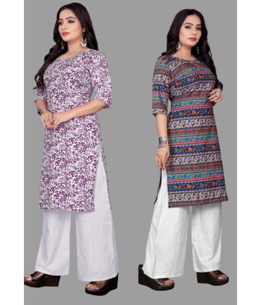     			RUNAYA NX Pack of 2 Crepe Printed A-line Women's Kurti - ( Multicolor )