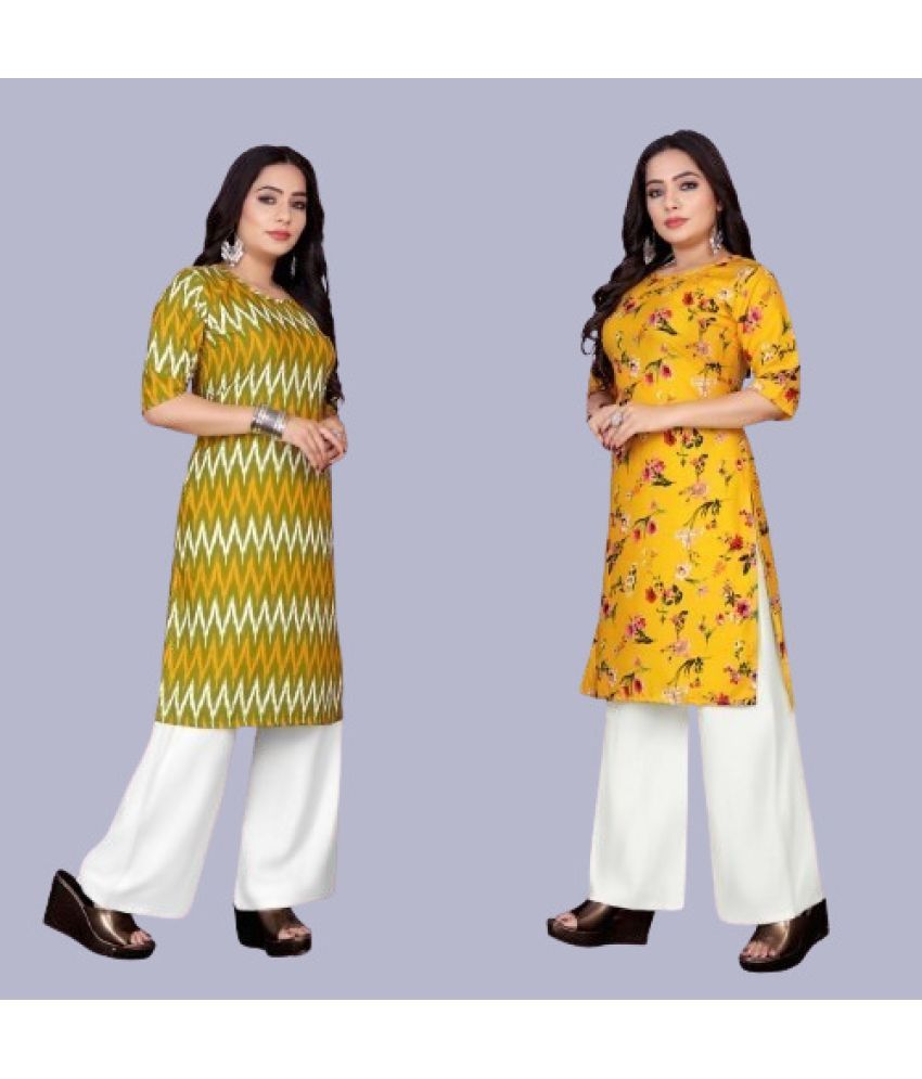     			RUNAYA NX Pack of 2 Rayon Printed A-line Women's Kurti - ( Green )