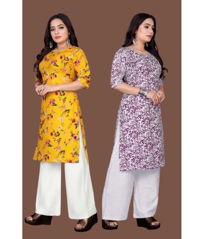     			RUNAYA NX Pack of 2 Viscose Rayon Printed A-line Women's Kurti - ( Orange )