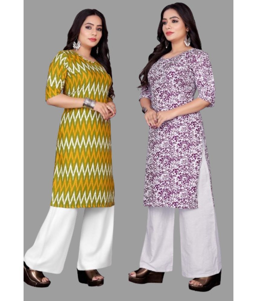     			RUNAYA NX Pack of 2 Crepe Printed A-line Women's Kurti - ( White )