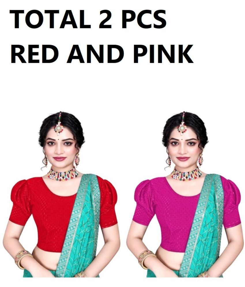     			RUNAYA NX Pink Readymade without Pad Lycra Women's Blouse ( Pack of 2 )