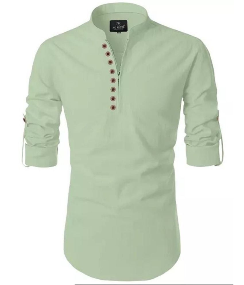     			Shiva Fab Light Green Cotton Blend Men's Shirt Style Kurta ( Pack of 1 )