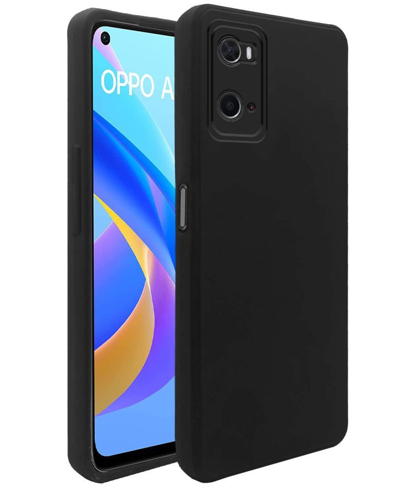     			Doyen Creations - Black Silicon Plain Cases Compatible For Oppo A96 ( Pack of 1 )