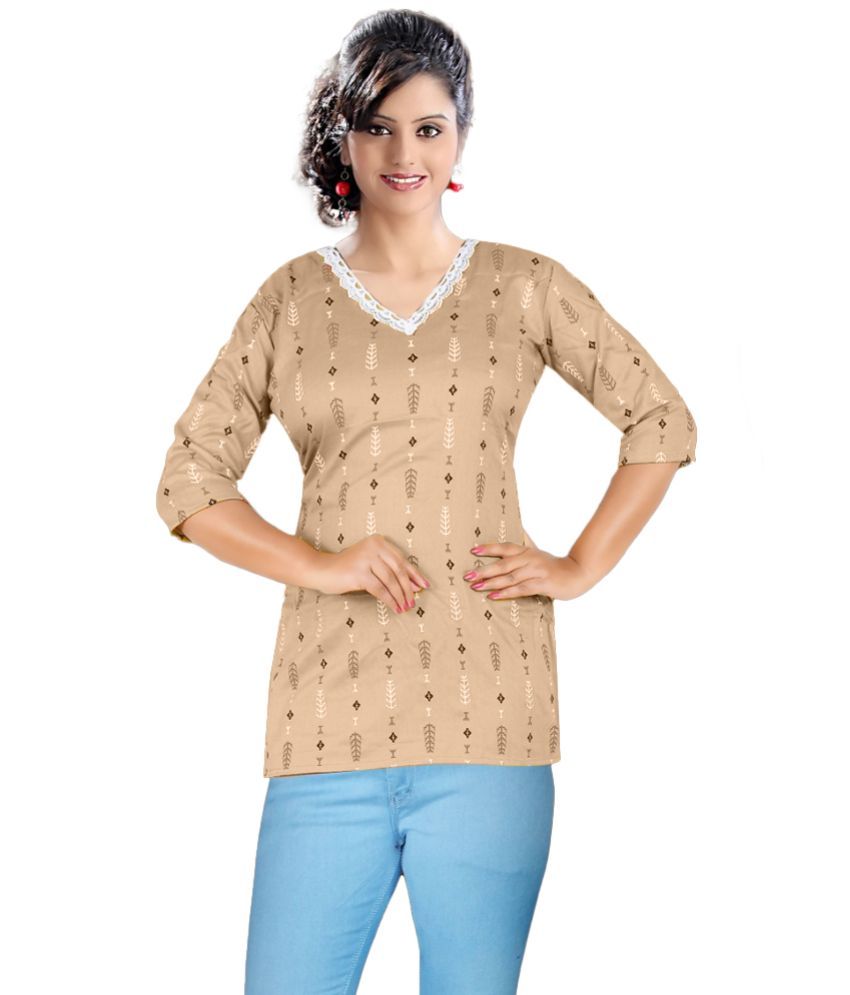     			PickALook Pack of 1 Rayon Printed Straight Women's Kurti - ( Brown )