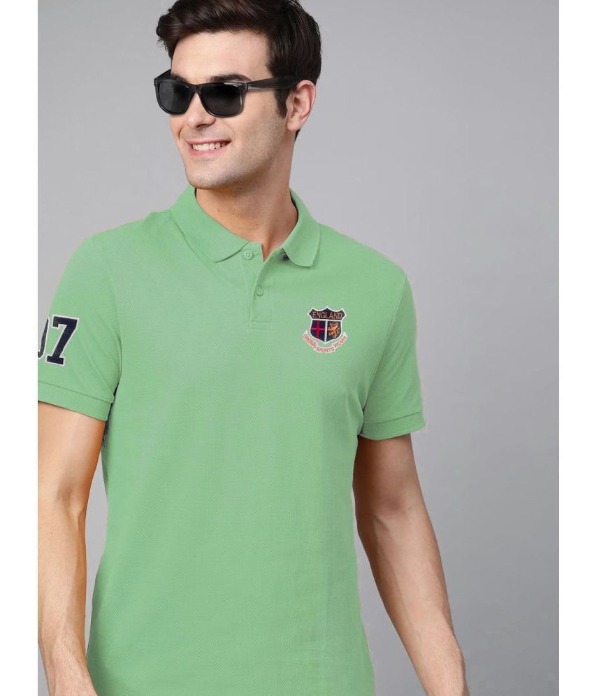     			ADORATE Pack of 1 Cotton Blend Regular Fit Applique Half Sleeves Men's Polo T Shirt ( Green )