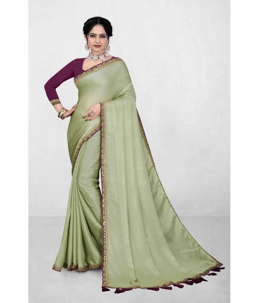     			GOPI SAREE Chiffon Solid Saree With Blouse Piece ( Mint Green , Pack of 1 )