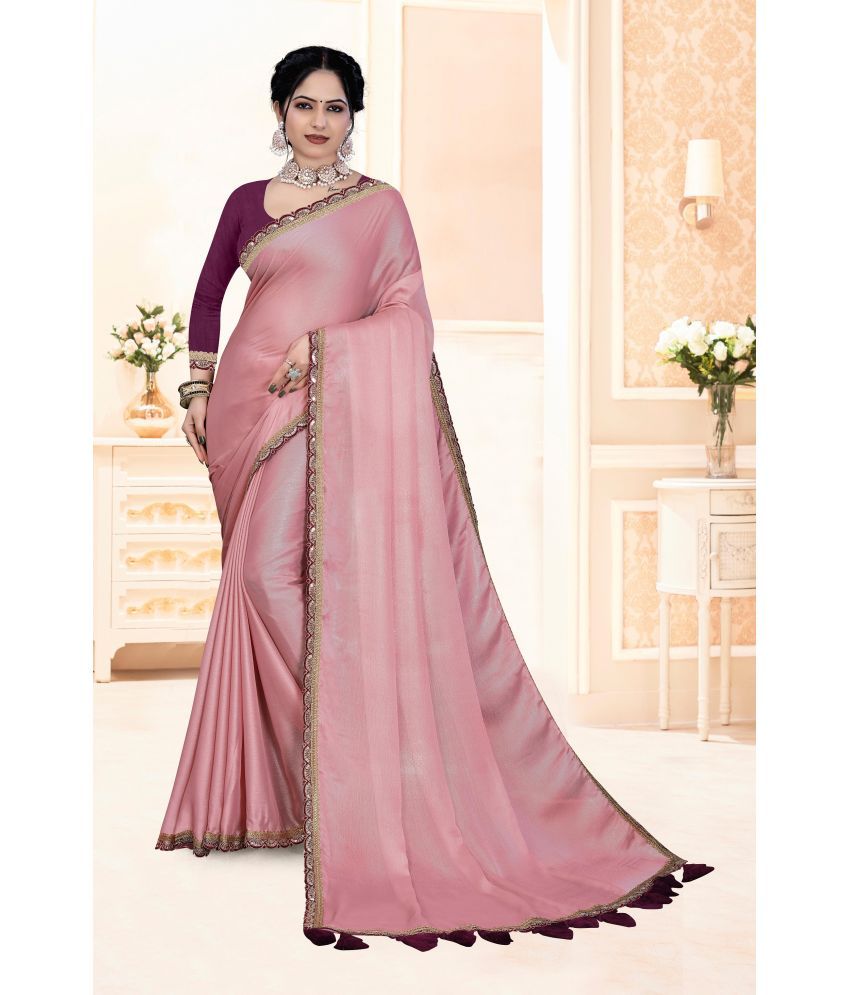     			GOPI SAREE Chiffon Solid Saree With Blouse Piece ( Pink , Pack of 1 )