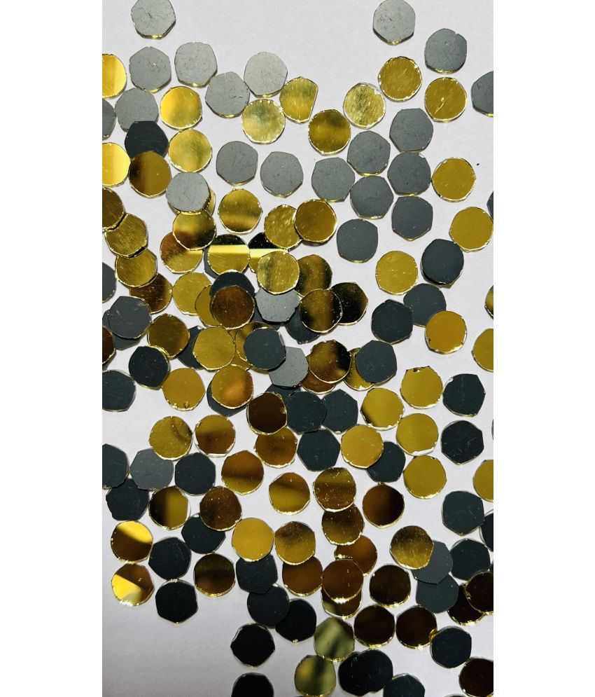     			MIRROR GLASS WORLDWIDE Glass Golden Round Shape Art and Craft, 10mm 550pices 100gm ( Pack of 1 )