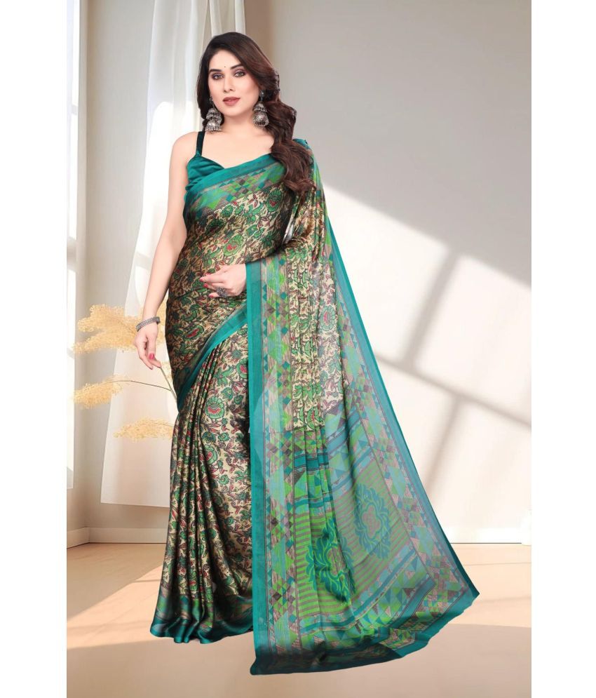     			Magneitta Chiffon Printed Saree With Blouse Piece ( Green , Pack of 1 )