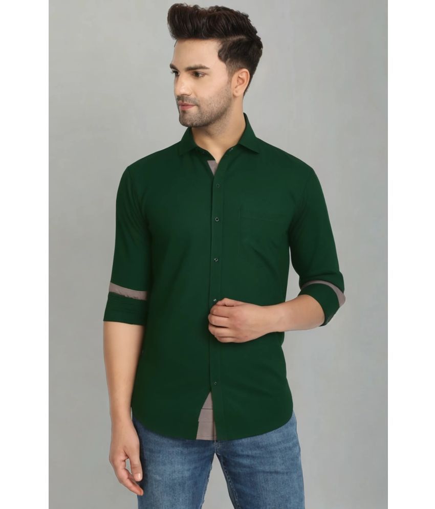     			VERTUSY Cotton Blend Regular Fit Solids Full Sleeves Men's Casual Shirt - Green ( Pack of 1 )