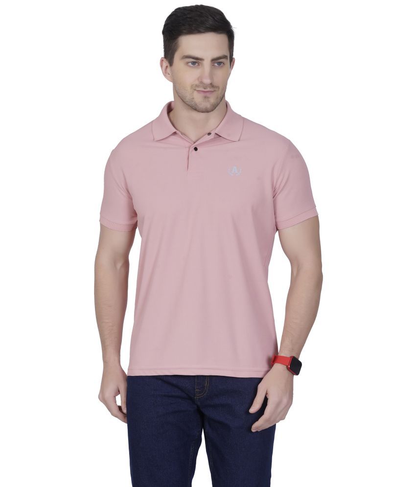     			DIDOT Pack of 1 Cotton Blend Regular Fit Solid Half Sleeves Men's Polo T Shirt ( Light Pink )