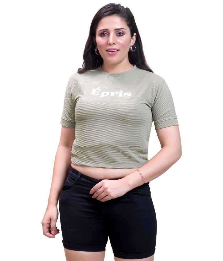     			Monisha Plus Olive Cotton Blend Women's Crop Top ( Pack of 1 )