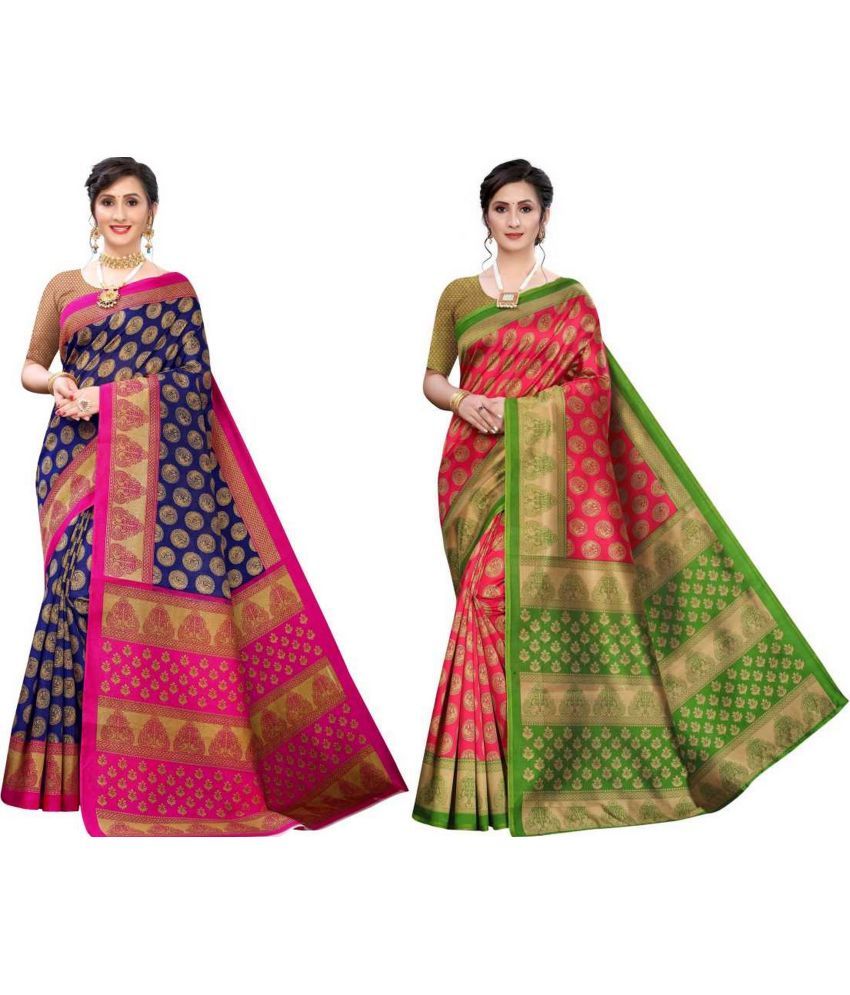     			RUNAYA NX Art Silk Printed Saree With Blouse Piece ( Multicolor , Pack of 2 )