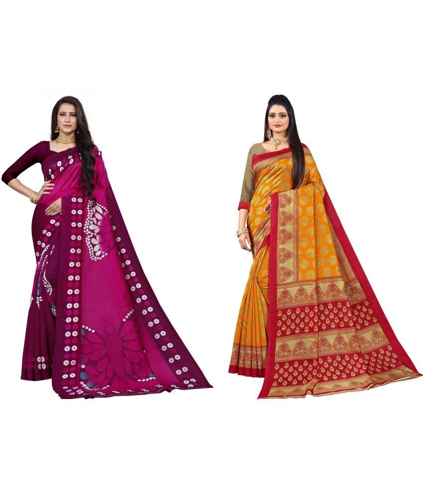     			RUNAYA NX Art Silk Printed Saree With Blouse Piece ( Multicolor , Pack of 2 )