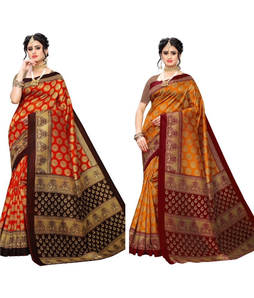     			RUNAYA NX Art Silk Printed Saree With Blouse Piece ( Multicolor , Pack of 2 )