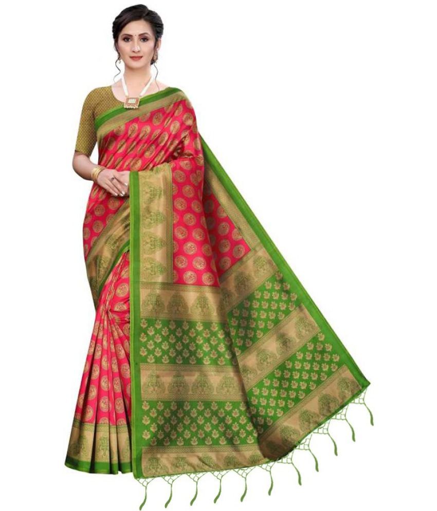     			RUNAYA NX Art Silk Printed Saree With Blouse Piece ( Light Green , Pack of 1 )