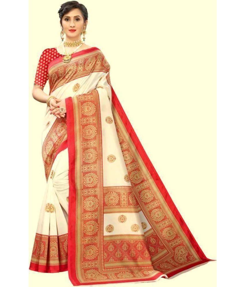     			RUNAYA NX Art Silk Printed Saree With Blouse Piece ( Red , Pack of 1 )