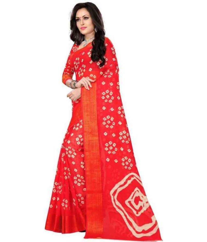     			RUNAYA NX Art Silk Printed Saree With Blouse Piece ( Red , Pack of 1 )