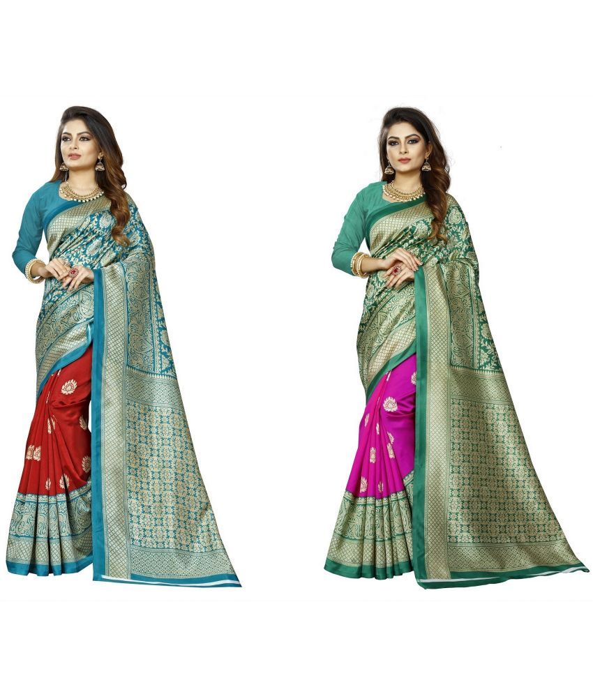     			RUNAYA NX Art Silk Printed Saree With Blouse Piece ( Multicolor , Pack of 2 )