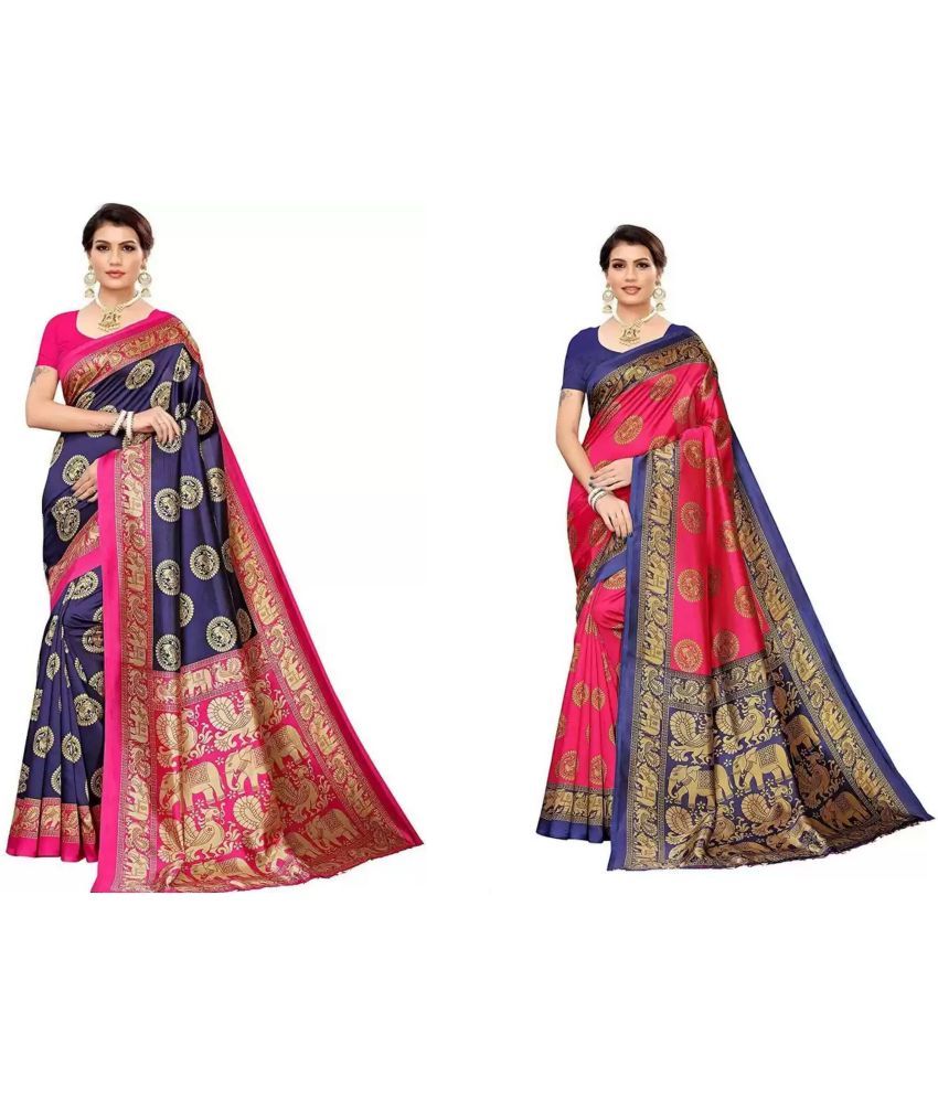     			RUNAYA NX Art Silk Printed Saree With Blouse Piece ( Multicolor , Pack of 2 )