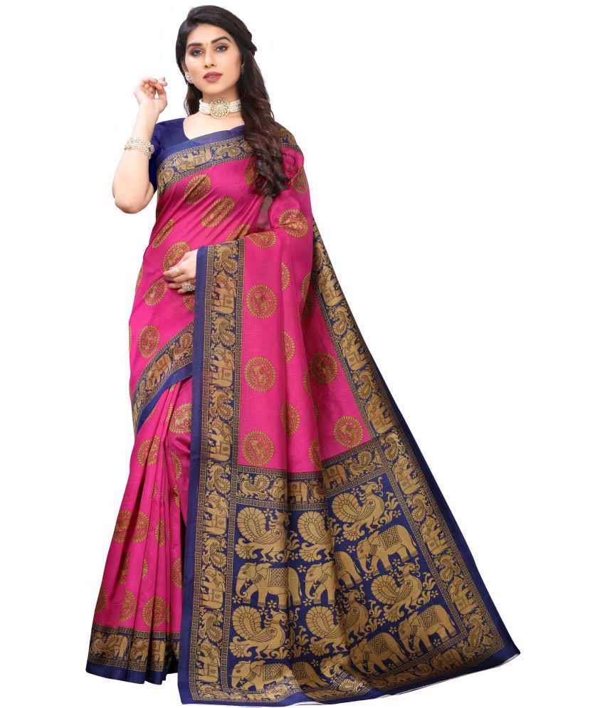     			RUNAYA NX Art Silk Printed Saree With Blouse Piece ( Pink , Pack of 1 )