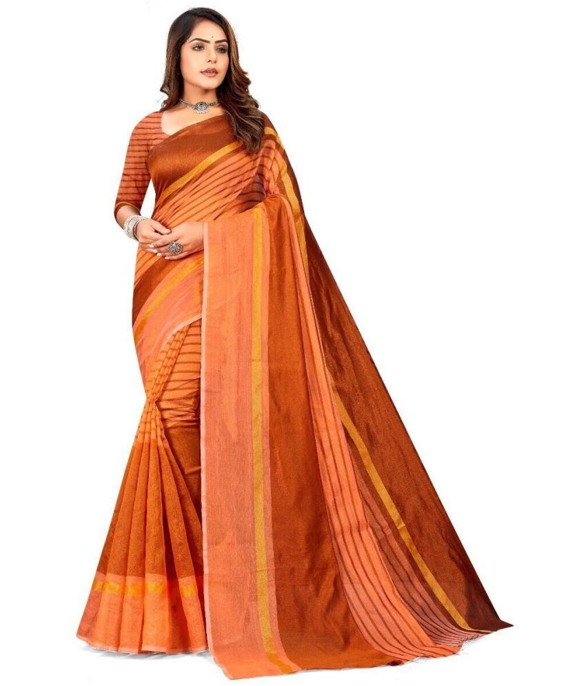     			RUNAYA NX Art Silk Printed Saree With Blouse Piece ( Orange , Pack of 1 )