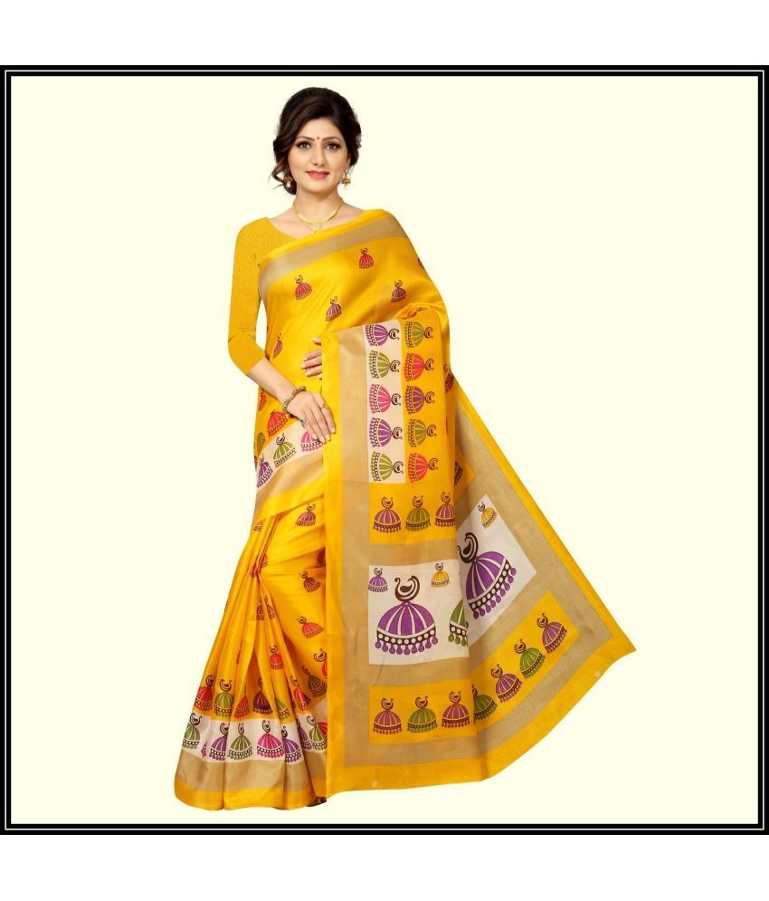     			RUNAYA NX Cotton Blend Printed Saree With Blouse Piece ( Yellow , Pack of 1 )