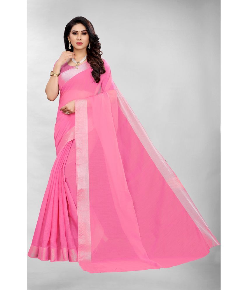     			RUNAYA NX Cotton Blend Printed Saree With Blouse Piece ( Pink , Pack of 1 )