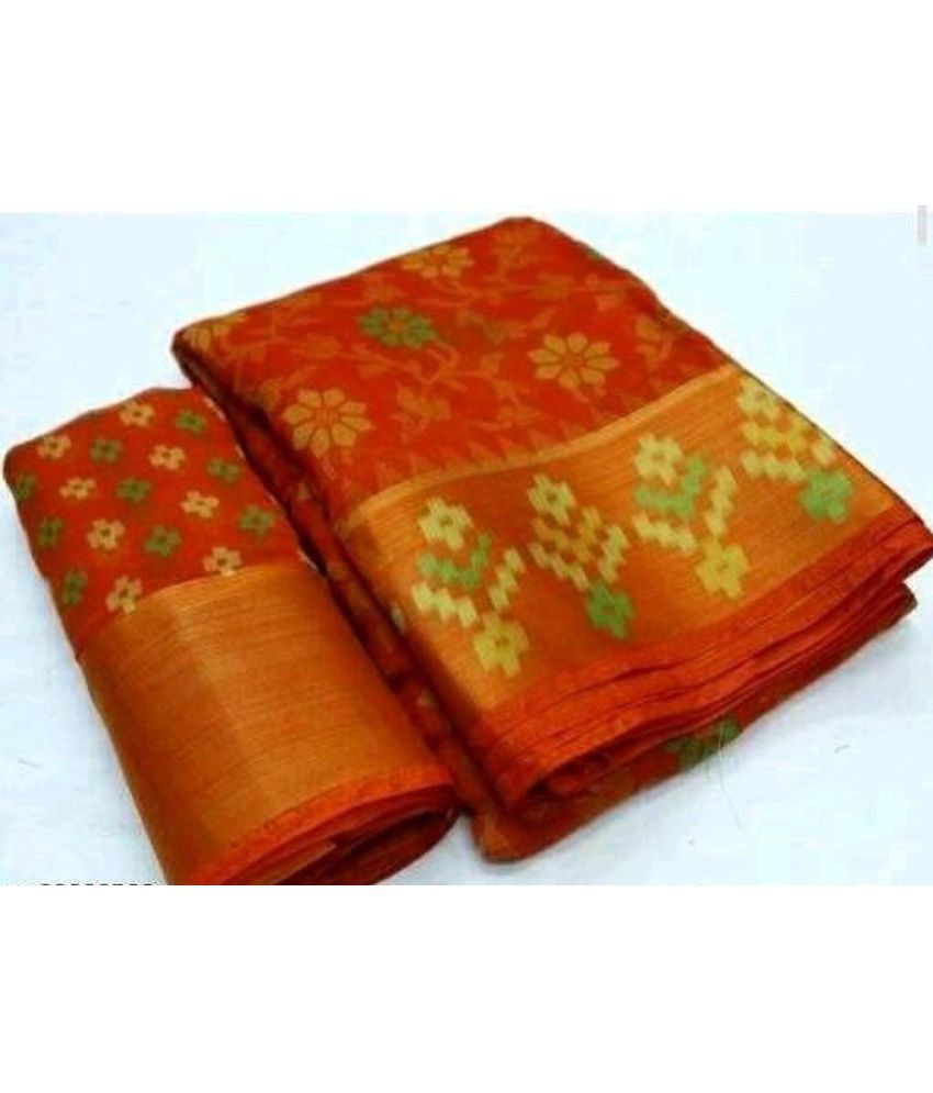     			RUNAYA NX Cotton Blend Printed Saree With Blouse Piece ( Red , Pack of 1 )