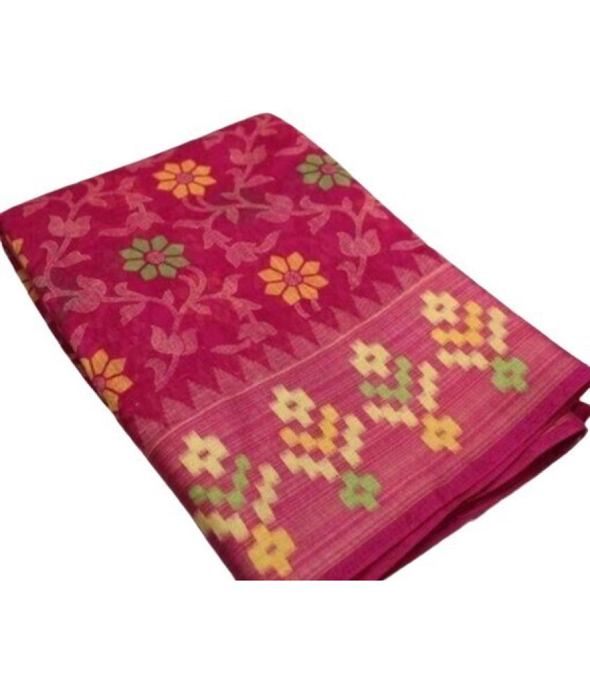     			RUNAYA NX Cotton Silk Printed Saree With Blouse Piece ( Pink , Pack of 1 )