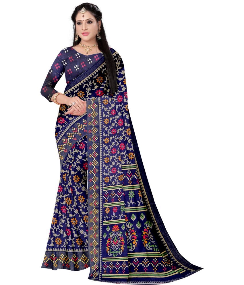     			RUNAYA NX Cotton Silk Printed Saree With Blouse Piece ( Multicolor , Pack of 1 )