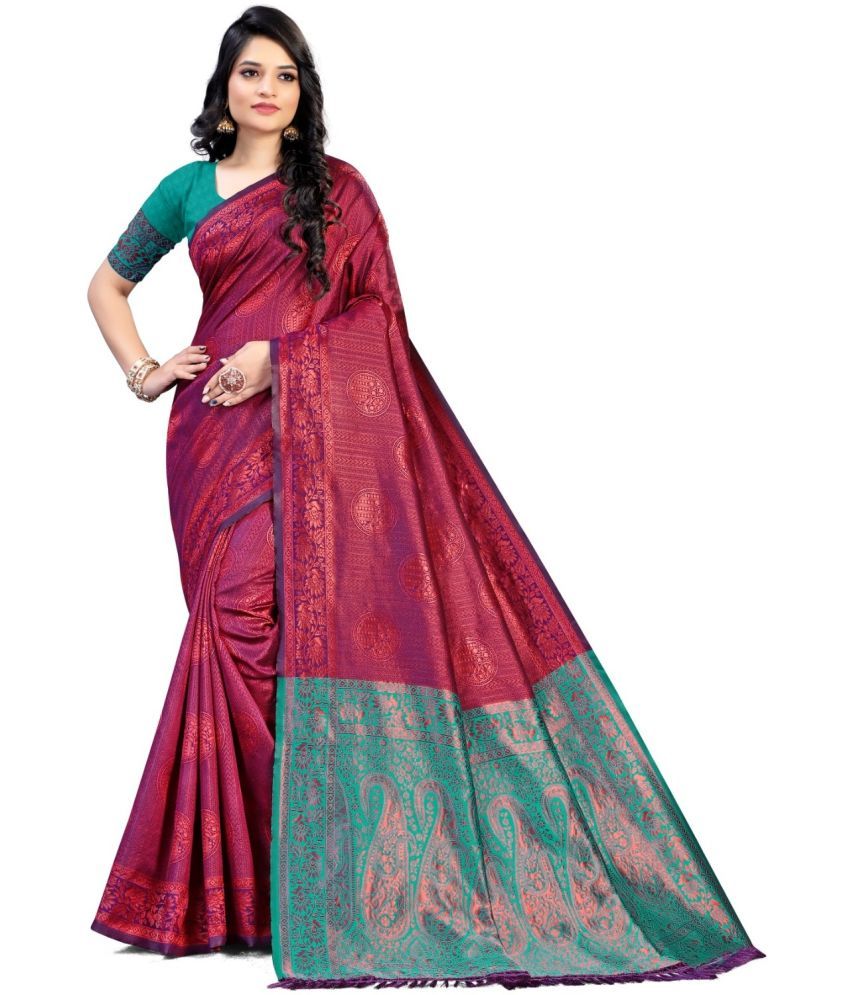     			RUNAYA NX Silk Printed Saree With Blouse Piece ( Red , Pack of 1 )