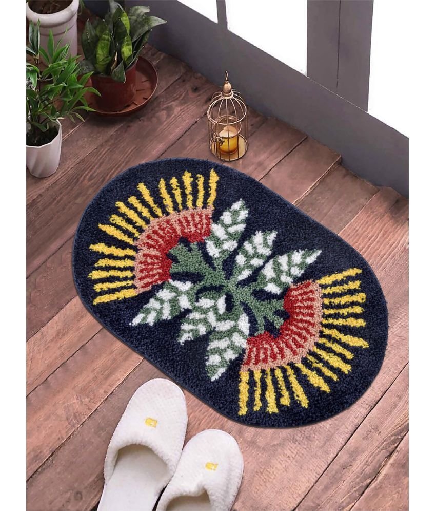     			FABINALIV Set of 1 Anti-skid Polycotton Door Mat ( 60 X 40 cm ) Navy