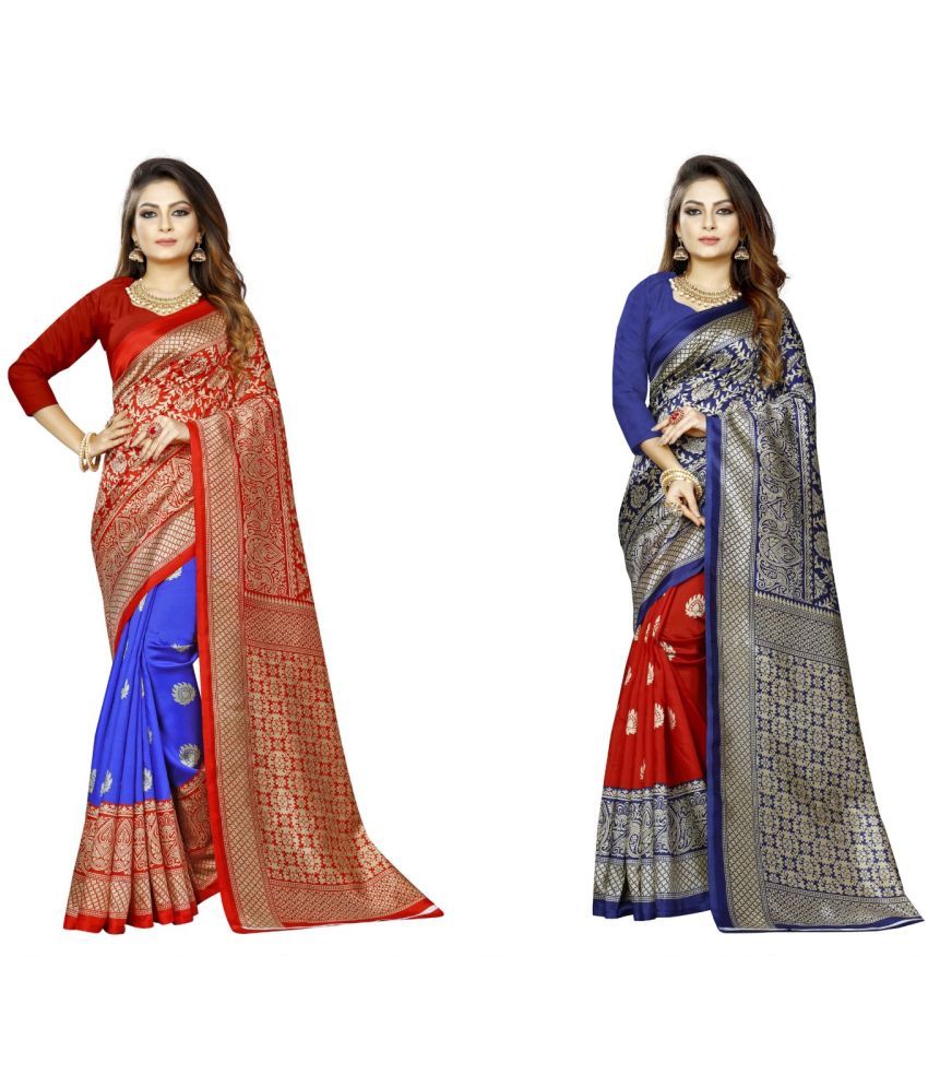     			RUNAYA NX Art Silk Printed Saree With Blouse Piece ( Multicolor , Pack of 2 )