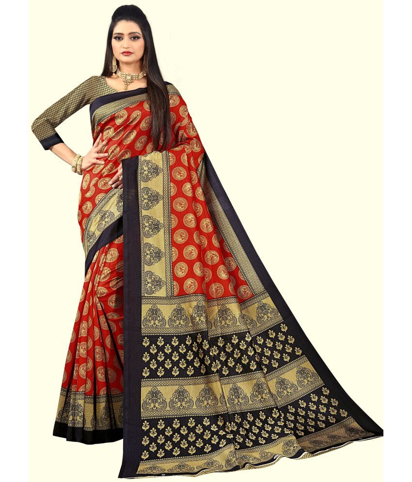     			RUNAYA NX Art Silk Printed Saree With Blouse Piece ( Red , Pack of 1 )