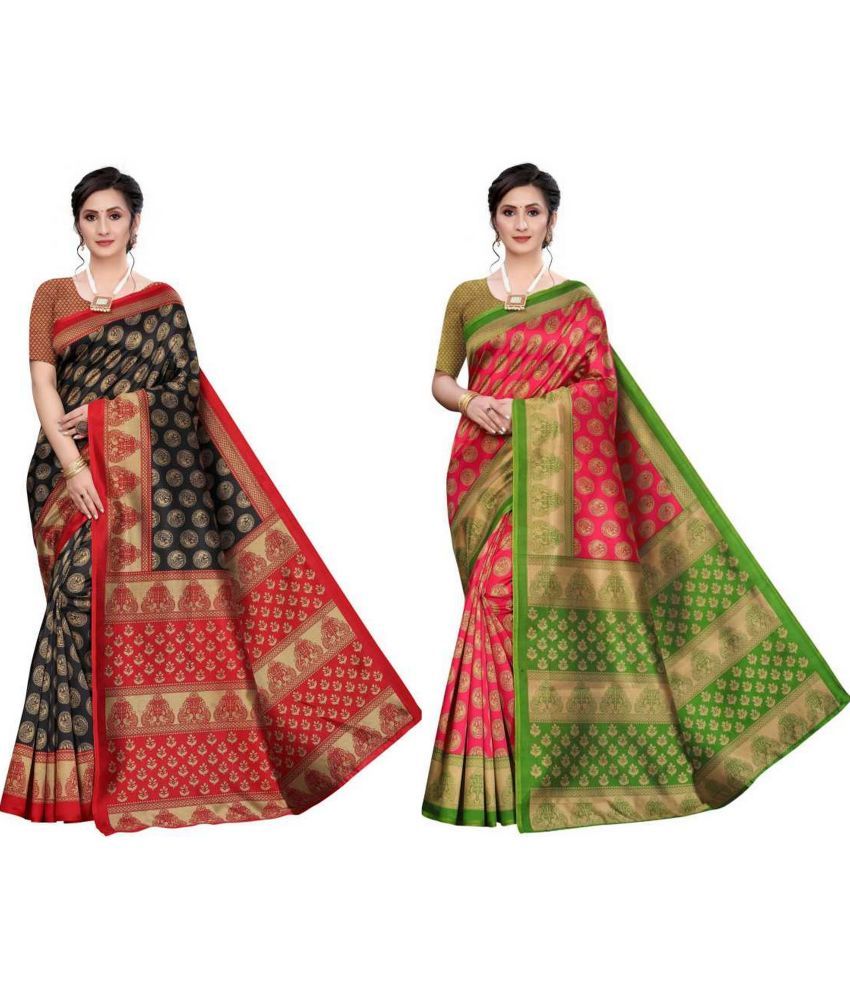     			RUNAYA NX Art Silk Printed Saree With Blouse Piece ( Multicolor , Pack of 2 )